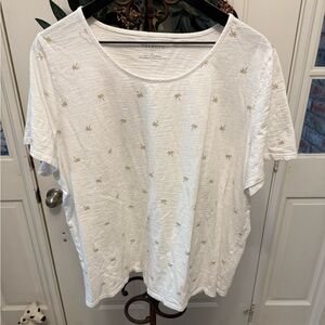 Talbots Minimalist Metallic Palm Tree Novelty Print Cotton Tee T Shirt SS 3X